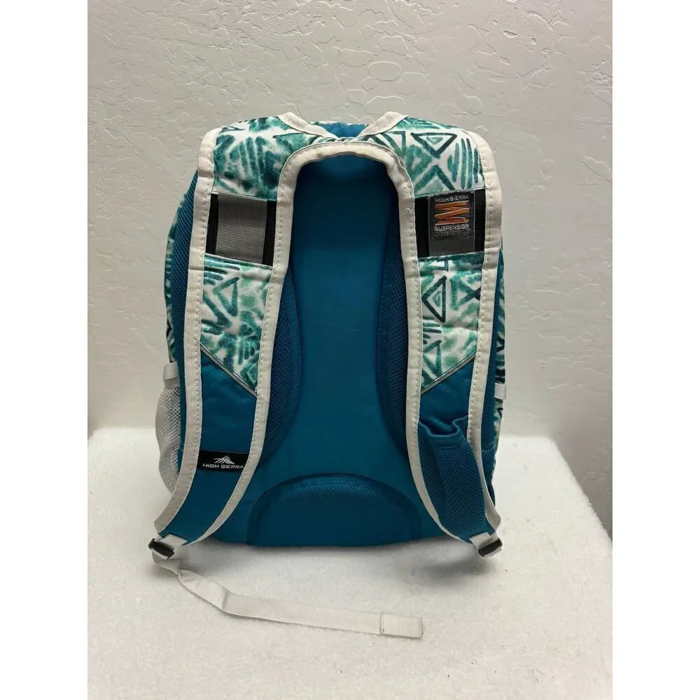 High Sierra Teal‎ White Patterned Backpack Multiple Compartment SuspensionSystem